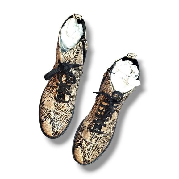 Linea Paolo Trinity Combat Boot in Cream Snake Sz 11 - Picture 5 of 14